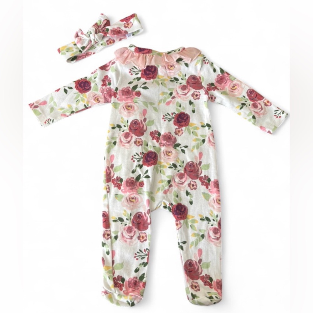 Baby Essentials Floral One Piece with Ruffles - Picture 2 of 3